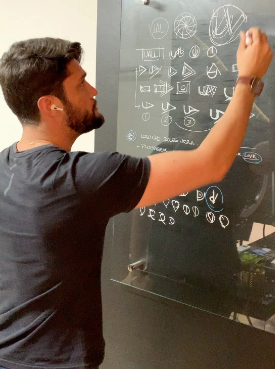 Founder sketching strategic frameworks